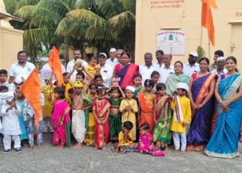 नेवासा तालुक्यातील नागापुरात निघाली शालेय विद्यार्थ्यांची दिंडी.